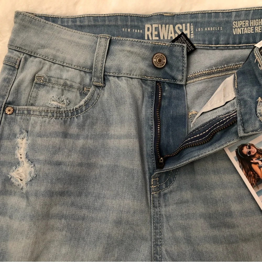 REWASH SIZE 24 SUPER HIGH RISE BOYFRIEND DENIM SHORTS VINTAGE REUNION NWT - Picture 9 of 14